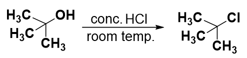 Nucleophilic reaction of tertiary alcohol